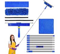 Litrue 3M Window Cleaning Equipment Cleaner Tool Kit Windows Squeegee Cleaner with Long Handle 40CM Scrubber for Washing Indoor/Outdoor High Window, Wall and Car