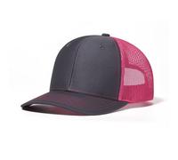 LITSSIN Snap Back Trucker Hat for Men Women, Adjustable Trendy Baseball Cap for Running, Workout, Outdoor Sports, Darkgrey-rosered, One size