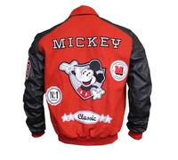Litswear Mickeey-Mouse Jacket - Wool And Faux/Synthertic Leather Red And Black Varsity Jacket For Men, Red & Black, Medium