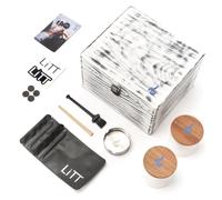 LITT Large Distressed Grey Wooden Storage Box with Built-in Roll Tray - Rolling Accessory Organizer