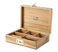 Litt Portable Teak Wooden Stash Box - Rolling Storage Set with Tray, Rolling Accessory with Lid - Rolling Accessories with Discreet Secure Storage - Handcrafted Compact Table Organiser (With Lock)