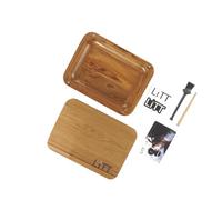 LITT Stash Wooden Tray - 19.5cm x 15.5cm, Smell-Proof, Magnetic Lid, Portable, Brown, Solid Wood, Contemporary Style, Ideal for Herbs & Accessories