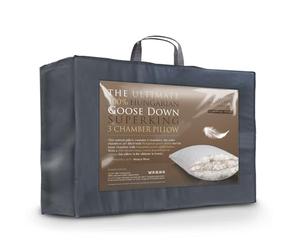 Littens 3 Chamber Super King Ultimate Hungarian Goose Down, Side Sleeper Pillow, 300TC Cotton Jacquard Case, Down Proof 50cm x 90cm (20" x 36")