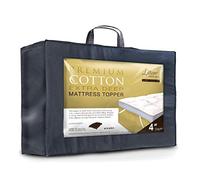 Littens 4" Extra Deep Ultimate Premium Cotton Soft As Down Hotel Collection European Continental King Bed Size Mattress Topper 280TC Cotton Casing, Microfibre Filling (160cm x 200cm x 10cm)