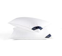 Littens 50cm x 100cm Emperor Size Luxury Ultimate Collection 100% Hungarian Goose Down Pair Pillows 300TC Down-Proof Cotton Jacquard, Gold Piping, Long (20" x 40")