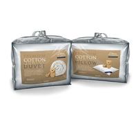 Littens 7.5 Tog Ultimate Junior Cot Bed Premium Cotton Duvet Quilt & Pillow Bundle, All Year Round, 230TC Cotton, Blended Microfibre Fill, Box Stitching, Gold Piping, Kids, Toddler (120cm x 150cm)