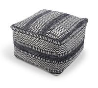 Littens Black Chevrons Handwoven Chunky Cotton Square Pouffe Seat Bean Bag Footstool 50Cm X 50Cm X 35Cm