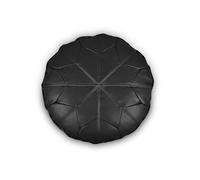 Littens Black Soft Faux Leather Round Moroccan Star Bean Bag Footstool Pouffe, Living Room Decorative Seat, Patchwork (50cm x 30cm)