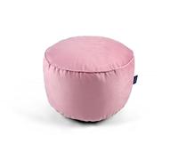 Littens Blush Pink Round Footstool Bean Bag, Soft Luxury Velvet, Ottoman Pouffe, Living Room Decorative Low Seat, Piped Detailing (45cm x 25cm)