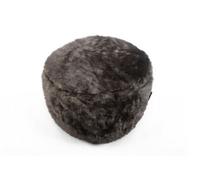 Littens Charcoal Grey Plush Faux Fur Round Footstool Ottoman Pouffe Bean Bag 45Cm X 25Cm