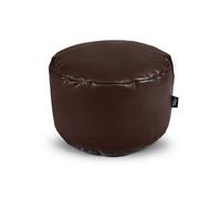 Littens Chocolate Soft Faux Leather Round Footstool Ottoman Pouffe Bean Bag, Living Room Decorative Low Seat (45cm x 25cm)