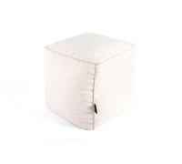 Littens Cream Teddy Boucle Square Cube Footstool Ottoman Bean Bag Pouffe, Living Room Decorative Seat, Piped (41cm x 41cm x 41cm)