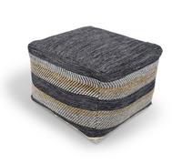 Littens Denim Stripes Handwoven Chunky Cotton Square Pouffe Seat Bean Bag Footstool 50Cm X 50Cm X 35Cm