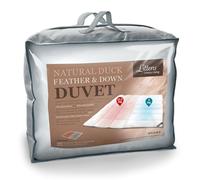 Littens Dual Zone 9 & 13.5 Tog Double Bed Size Duck Feather Down Duvet Quilt, 15% Down, 230TC 100% Down-Proof Cotton, Energy Efficient, Warm & Cool 200cm x 200cm