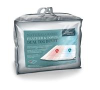 Littens Dual Zone 9 & 13.5 Tog Double Bed Size Goose Feather Down Duvet Quilt, 15% Down, 230TC 100% Down-Proof Cotton, Energy Efficient, Warm & Cool 200cm x 200cm