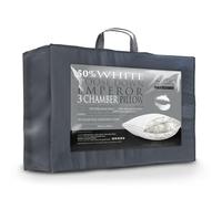 Littens Emperor Size 3 Chamber Pillow, Ultimate 50% Goose Down, Side Sleeper, Support, 280TC Cotton, Down Proof, 50cm x 100cm (20" x 40")