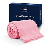 Littens Essentials Blush Pink Single Bed Flannel Fleece Throw Blanket Soft Cosy Fluffy Warm Lightweight Thermal Winter 120cm x 150cm