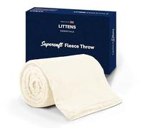 Littens Essentials Cream Single Bed Flannel Fleece Throw Blanket Soft Cosy Fluffy Warm Lightweight Thermal Winter 120cm x 150cm