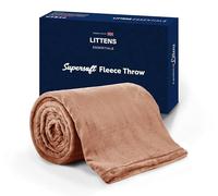 Littens Essentials Mocha Brown Single Bed Flannel Fleece Throw Blanket Soft Cosy Fluffy Warm Lightweight Thermal Winter 120cm x 150cm