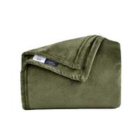 Littens Essentials Olive Green Single Bed Flannel Fleece Throw Blanket Soft Cosy Fluffy Warm Lightweight Thermal Winter 120cm x 150cm