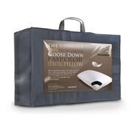 Littens Extra Filled 50cm x 100cm Emperor Size Ultimate Collection 100% Hungarian Goose Down Side Sleeper Pillow 300TC Down-Proof Cotton Jacquard, Gold Piping, Long (20" x 40")