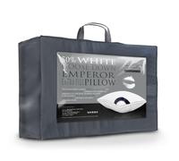 Littens Extra Filled 50cm x 100cm Emperor Size Ultimate Collection 50% White Goose Down & Feather Side Sleeper Pillow 280TC Down-Proof Cotton, Piped Edge, Long (20" x 40")