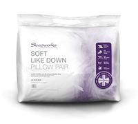 Littens Hotel Quality Soft Like Down Hollowfibre Filled Pair Pillows, Soft Touch Fabric, Machine Washable Made In UK