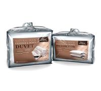 Littens Luxury 13.5 Tog Autumn Winter Emperor Bed Size Duck Feather and Down Duvet Quilt & 2 Pillows Bundle, 230TC Down-Proof Cotton, Warm Heavy (290cm x 235cm)