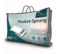 Littens Luxury 28 Pocket Sprung Spring Orthopaedic Medium Support Hollowfibre Pillow 230TC 100% Cotton Casing, Piped Edge UK Made