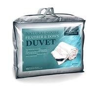Littens Luxury 4.5 Tog Spring Summer Single Bed Size White Goose Feather & Down Duvet Quilt, 15% Down, 230TC 100% Down-Proof Cotton Casing, Lightweight (135cm x 200cm)