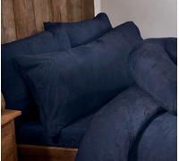 Littens Luxury Navy Blue 3ft Single Bed Size Teddy Fleece Fur Soft Cosy Body Bolster Long Pillowcase, Thermal Warm, Nursing Pregnancy 50cm x 90cm (20" x 36")