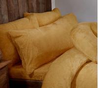 Littens Luxury Ochre Yellow 3ft Single Bed Size Teddy Fleece Fur Soft Cosy Body Bolster Long Pillowcase, Thermal Warm, Nursing Pregnancy 50cm x 90cm (20" x 36")