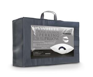 Littens Luxury Ultimate Collection Super King Size Extra Filled 50% Goose Down & Feather Pillow 280TC Cotton Casing (50cm x 90cm)