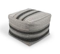 Littens Mint Green Geometric Handwoven Chunky Cotton Square Pouffe Seat Bean Bag Footstool 50Cm X 50Cm X 35Cm