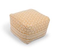 Littens Mustard Gold Spotted Handwoven Chunky Cotton Square Pouffe Seat Bean Bag Footstool 50Cm X 50Cm X 35Cm