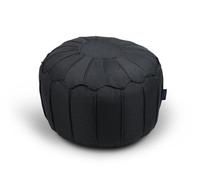 Littens Slate Grey Linen Look Round Moroccan Footstool Bean Bag Pouffe Ottoman Seat 50Cm X 30Cm
