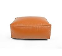 Littens Tan Rectangular Footstool Bean Bag, Soft Faux Leather, Pouffe, Ottoman, Livingroom Low Seat, Piped, Non-Slip (65cm x 45cm x 25cm)