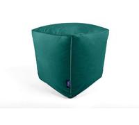 Littens Teal Soft Luxury Velvet Square Cube Footstool Ottoman Pouffe Bean Bag, Living Room Decorative Seat, Piped Detailing (41cm x 41cm x 41cm)
