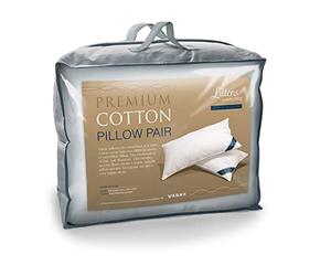 Littens Ultimate Collection Premium Cotton Pair Pillows, 230TC Cotton, Dual Blend Soft Microfibre Filled. Gold Piped Edge, 48cm x 74cm (19" x 29")