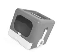 Litter Box, Cat Litter Box Enclosure Front Entry Top Exit With Lid Scoop Foldable Cat With Lid Large Fully Enclosed Potty Toilet (Grey)