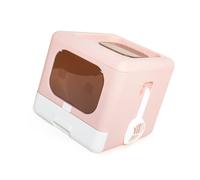 Litter Box, Cat Litter Box Enclosure Front Entry Top Exit With Lid Scoop Foldable Cat With Lid Large Fully Enclosed Potty Toilet (Pink)