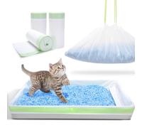 Litter Box Liners Compatible with Petsafe Scoopfree Self-Cleaning Box 30 Count Drawstring Cat Litter Waste Bags for Reusable Tray & Disposable Tray Refills, Tear-resistant & Leak-proof Cat Poop Bags