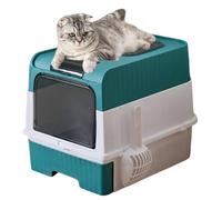 Litter Box - Litter Box For Large Cats - Enclosed Hooded Sifting Foldable Lightweight Enclosure With Scoop Trash- Supplies For- Indoor