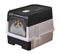 Litter Box - Litter Box For Large Cats - Enclosed Hooded Sifting Foldable Lightweight Enclosure With Scoop Trash- Supplies For- Indoor