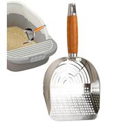 Litter Box Scoop,Pooper Scooper Cat Box Scoop with Wooden Handle - Comfortable Grip Litter Sifter Kitten Pooper Lifter for Indoor Outdoor