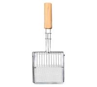 Litter Box Scooper - Fine Mesh Flat Head Litter Scoop for Efficient Cleaning,Portable Cat Supplies with Wood Handle, Innovative Push-Pull Design for Kittens Home