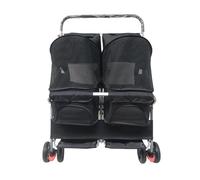 Litter Boxes- 2 Seat Pet Cart, Portable Folding Can Be Dismantled and Washed Cart, Cats and Dogs Widened Pet Car Cat Litter Box(Black)
