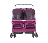 Litter Boxes- 2 Seat Pet Cart, Portable Folding Can Be Dismantled and Washed Cart, Cats and Dogs Widened Pet Car Cat Litter Box(Purple)