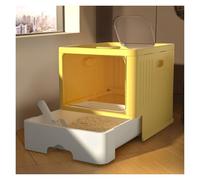 Litter Boxes Cat Litter Box with Handy Scoop, Large Top Entry Anti-Splashing with Lid, Enclosed Plastic, Drawer Type Toilet(Yellow)