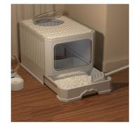Litter Boxes Cat Litter Box with Lid, Front Entry Top Exit Kitty, Extra Large Enclosed with Scoop(Gris)